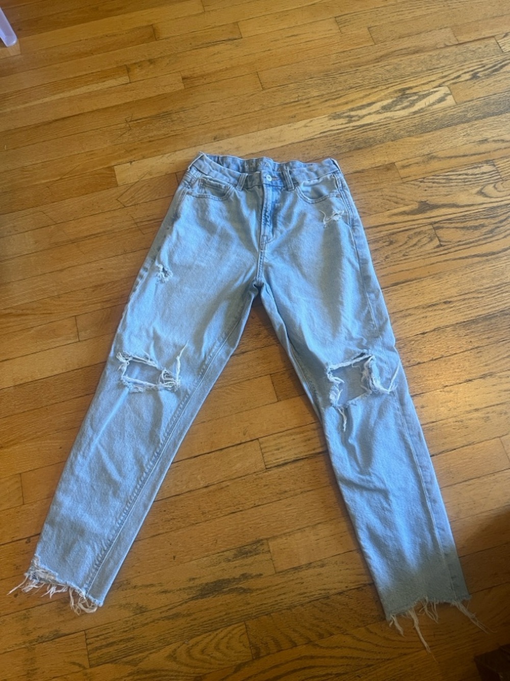 American Eagle Outfitters Light Blue Distressed Slim Straight Jeans